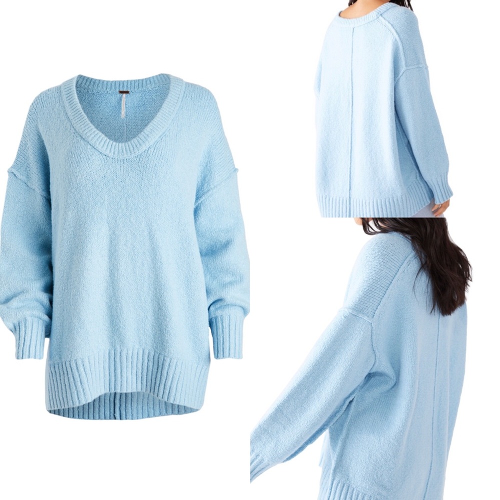 NWT Free People Brookside Tunic Sweater Starlight Blue all sizes available